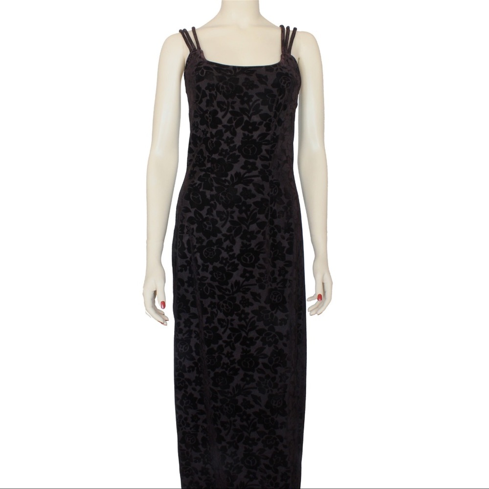 Eggplant / Brown Velvet Vintage Maxi Dress